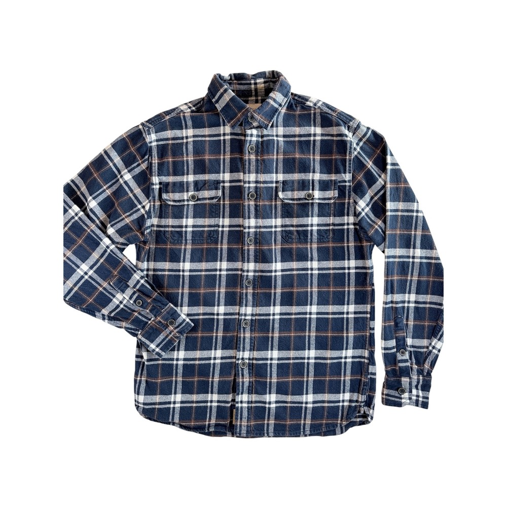 JACHS Flannel Shirt Mens Medium Blue‎ Plaid Long Sleeve Button Down